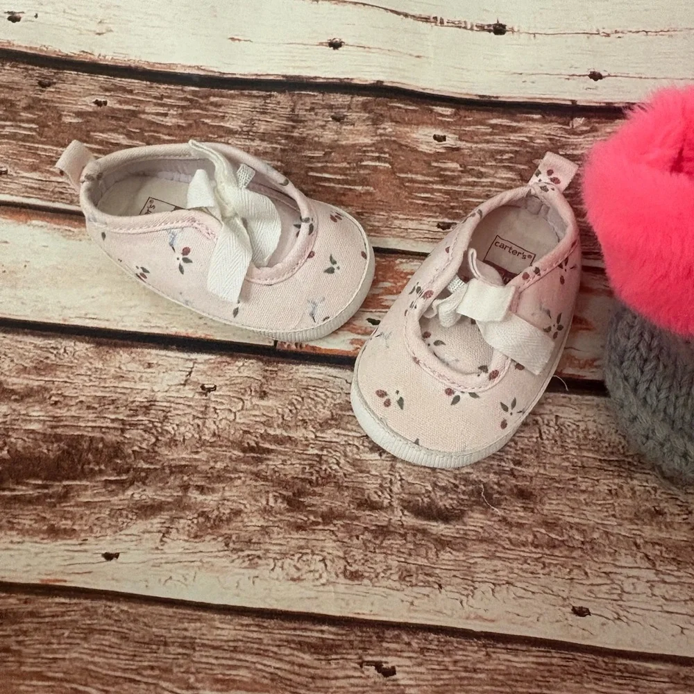 Carter's Pink and Gray Baby Shoes Set